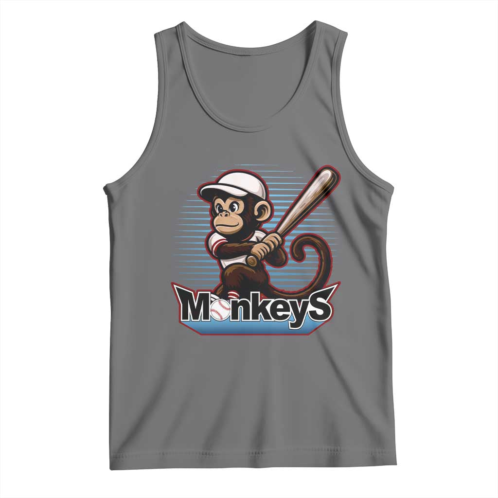 Funny Chimpanzee Swinging Bat Baseball Tank Top Sport Humor Gift - Wonder Print Shop