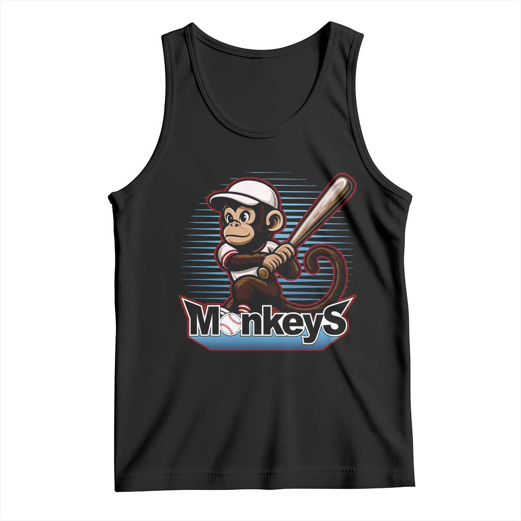 Funny Chimpanzee Swinging Bat Baseball Tank Top Sport Humor Gift - Wonder Print Shop