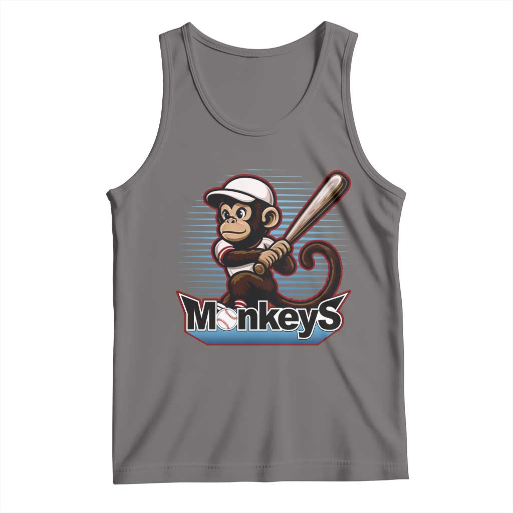 Funny Chimpanzee Swinging Bat Baseball Tank Top Sport Humor Gift - Wonder Print Shop