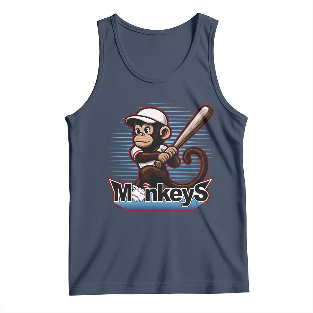 Funny Chimpanzee Swinging Bat Baseball Tank Top Sport Humor Gift - Wonder Print Shop