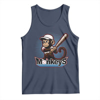 Funny Chimpanzee Swinging Bat Baseball Tank Top Sport Humor Gift - Wonder Print Shop
