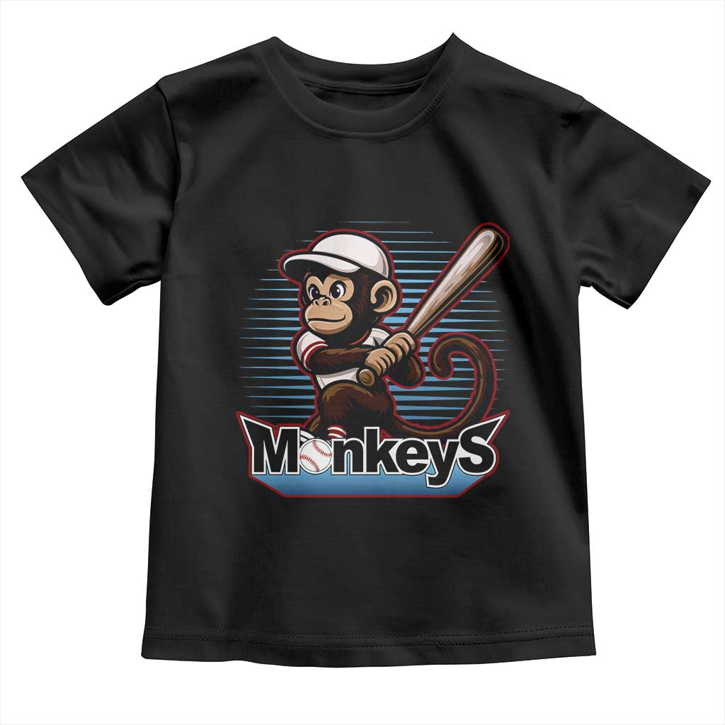 Funny Chimpanzee Swinging Bat Baseball Toddler T Shirt Sport Humor Gift - Wonder Print Shop