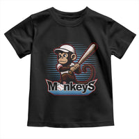 Funny Chimpanzee Swinging Bat Baseball Toddler T Shirt Sport Humor Gift - Wonder Print Shop