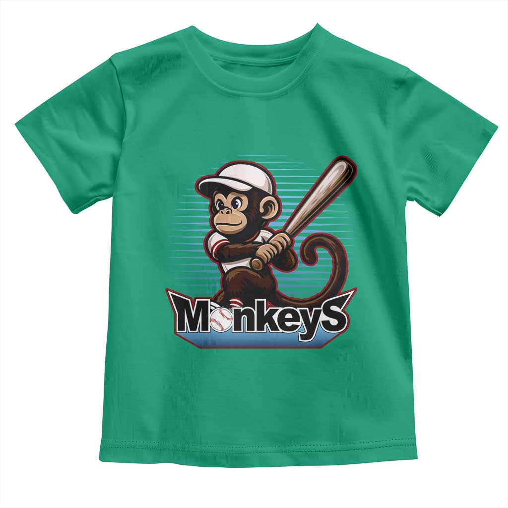 Funny Chimpanzee Swinging Bat Baseball Toddler T Shirt Sport Humor Gift - Wonder Print Shop