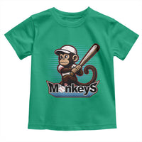 Funny Chimpanzee Swinging Bat Baseball Toddler T Shirt Sport Humor Gift - Wonder Print Shop
