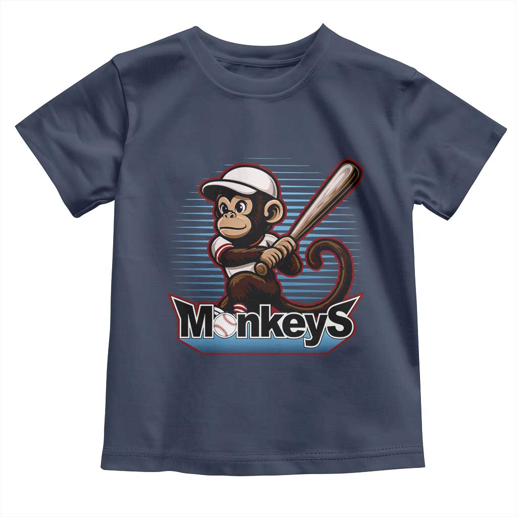 Funny Chimpanzee Swinging Bat Baseball Toddler T Shirt Sport Humor Gift - Wonder Print Shop