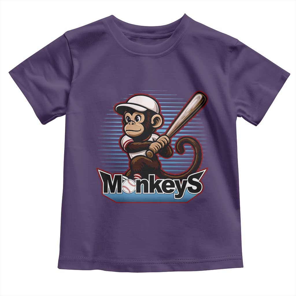 Funny Chimpanzee Swinging Bat Baseball Toddler T Shirt Sport Humor Gift - Wonder Print Shop