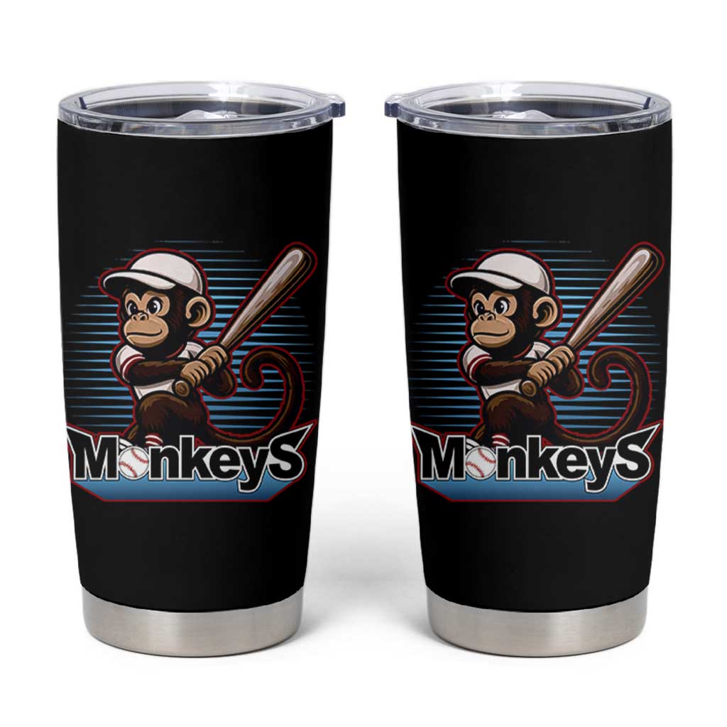 Funny Chimpanzee Swinging Bat Baseball Tumbler Cup Sport Humor Gift