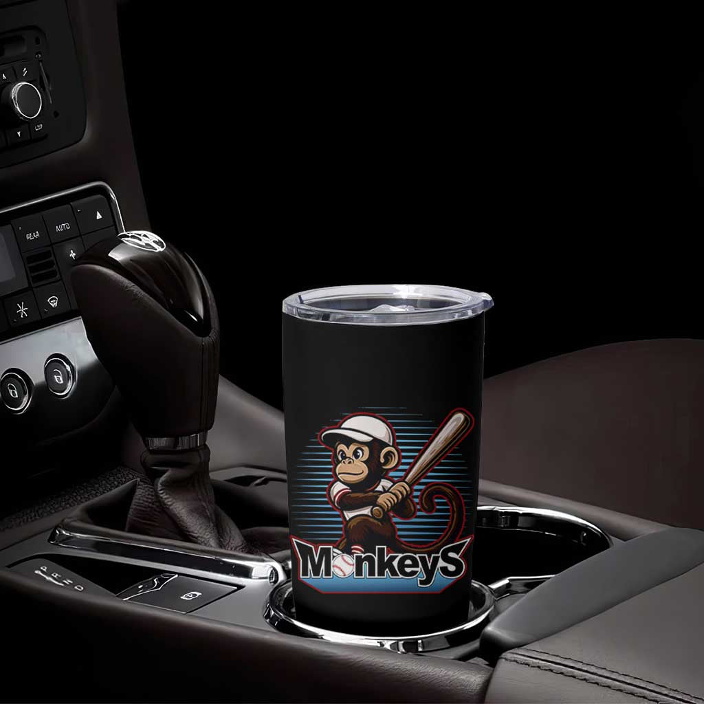 Funny Chimpanzee Swinging Bat Baseball Tumbler Cup Sport Humor Gift