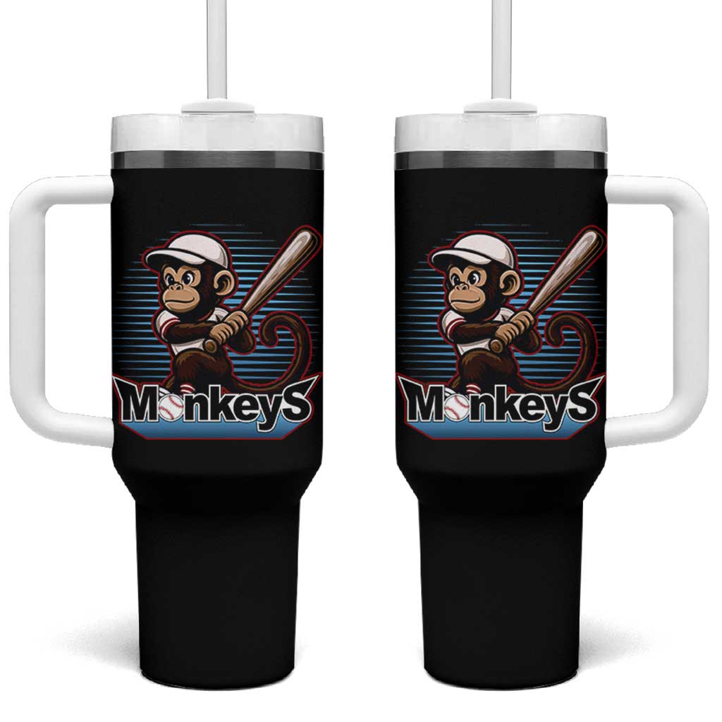 Funny Chimpanzee Swinging Bat Baseball Tumbler With Handle Sport Humor Gift