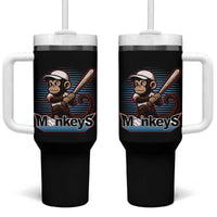 Funny Chimpanzee Swinging Bat Baseball Tumbler With Handle Sport Humor Gift