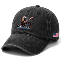 Funny Chimpanzee Swinging Bat Baseball Washed Cotton Baseball Cap Sport Humor Gift