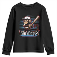 Funny Chimpanzee Swinging Bat Baseball Youth Sweatshirt Sport Humor Gift - Wonder Print Shop
