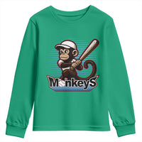 Funny Chimpanzee Swinging Bat Baseball Youth Sweatshirt Sport Humor Gift - Wonder Print Shop