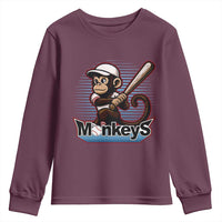 Funny Chimpanzee Swinging Bat Baseball Youth Sweatshirt Sport Humor Gift - Wonder Print Shop