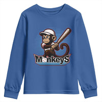 Funny Chimpanzee Swinging Bat Baseball Youth Sweatshirt Sport Humor Gift - Wonder Print Shop