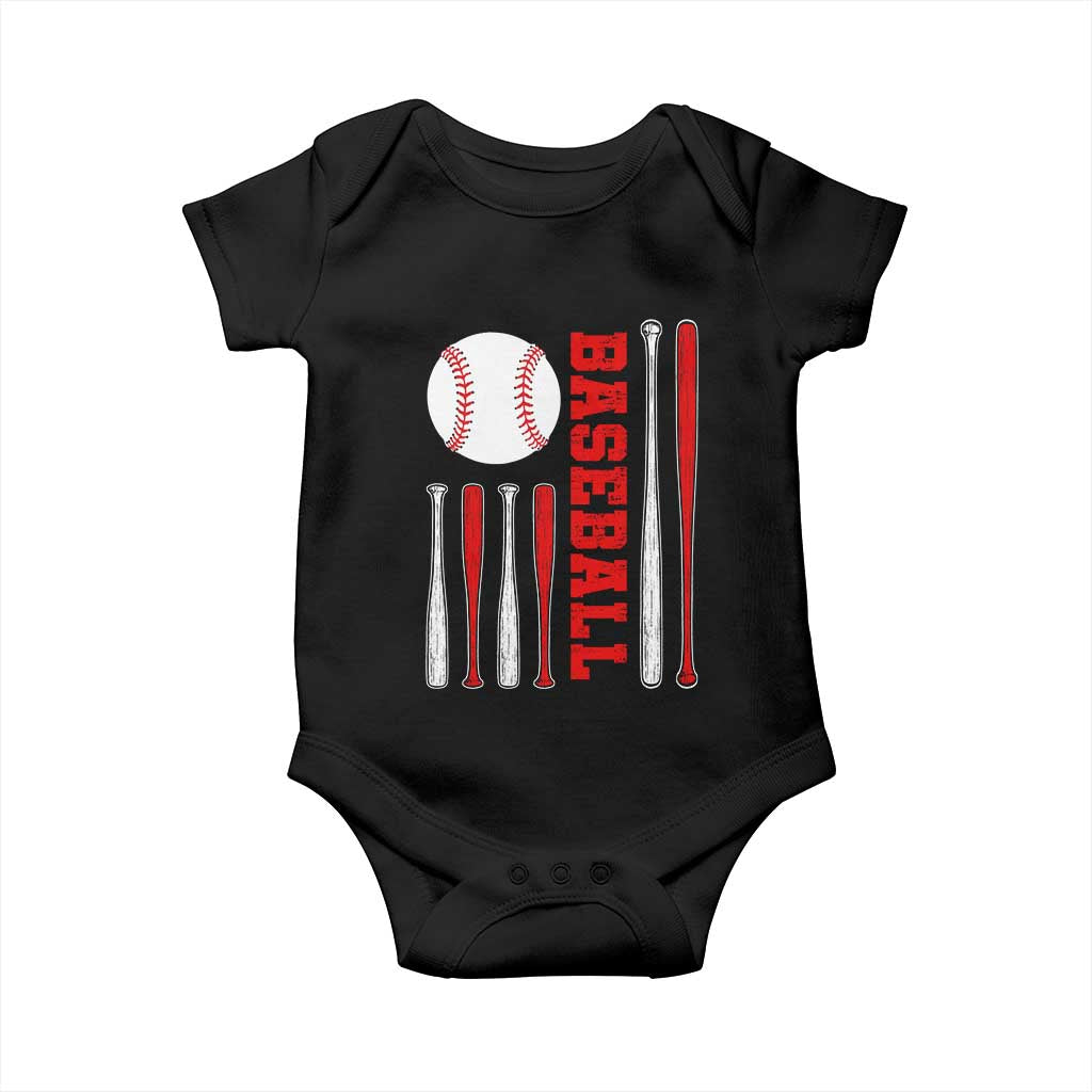 Patriotic Baseball American Flag Baby Onesie Sports Lover Gift - Wonder Print Shop
