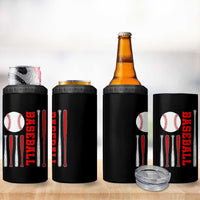 Patriotic Baseball American Flag 4 in 1 Can Cooler Tumbler Sports Lover Gift