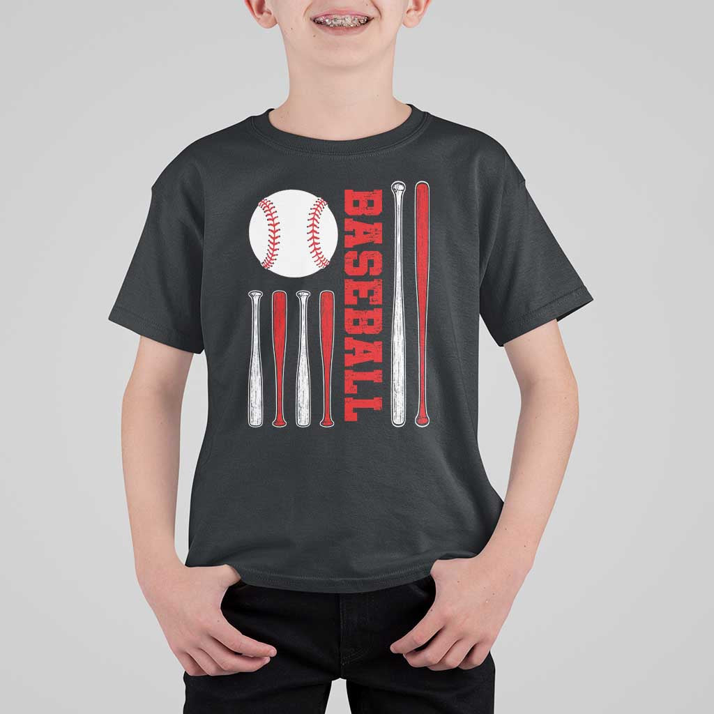 Patriotic Baseball American Flag T Shirt For Kid Sports Lover Gift - Wonder Print Shop