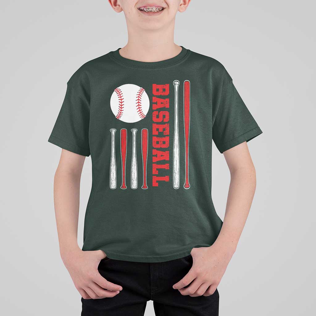 Patriotic Baseball American Flag T Shirt For Kid Sports Lover Gift - Wonder Print Shop