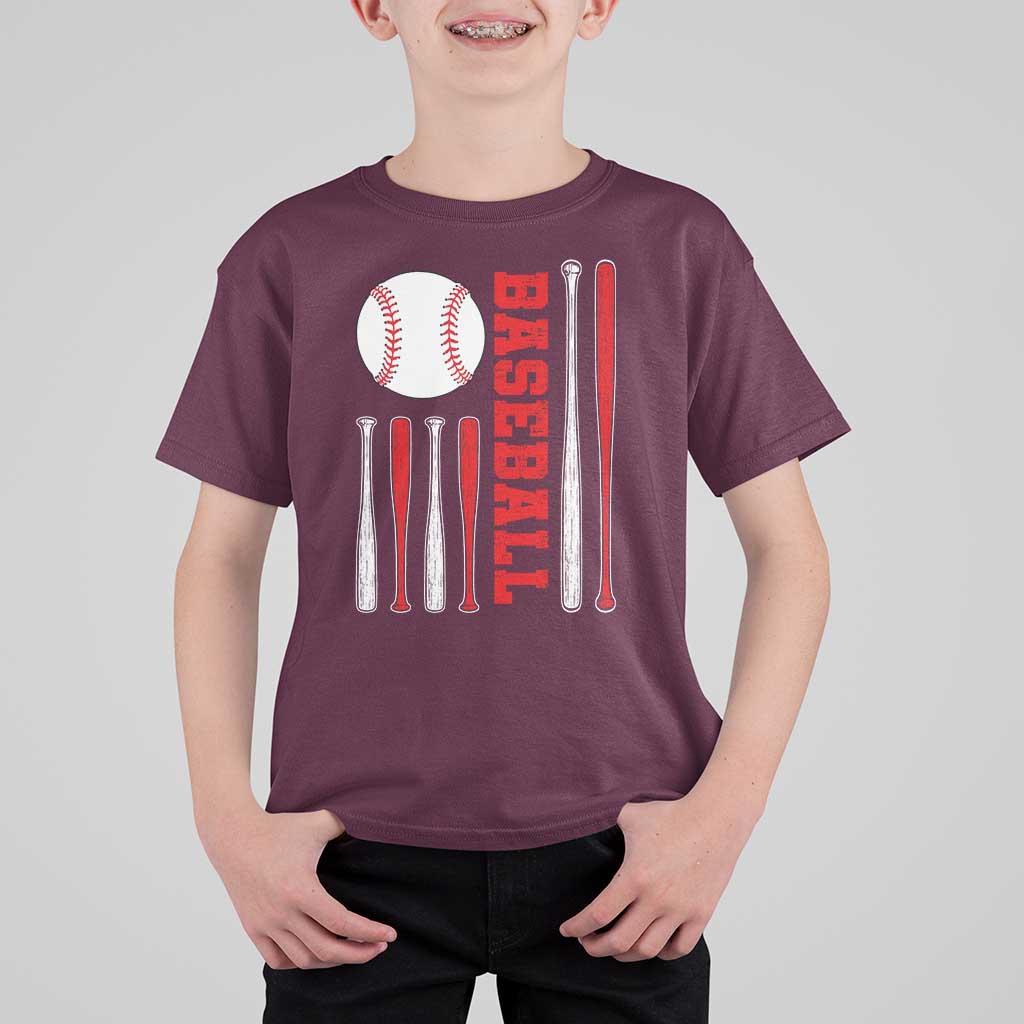 Patriotic Baseball American Flag T Shirt For Kid Sports Lover Gift - Wonder Print Shop