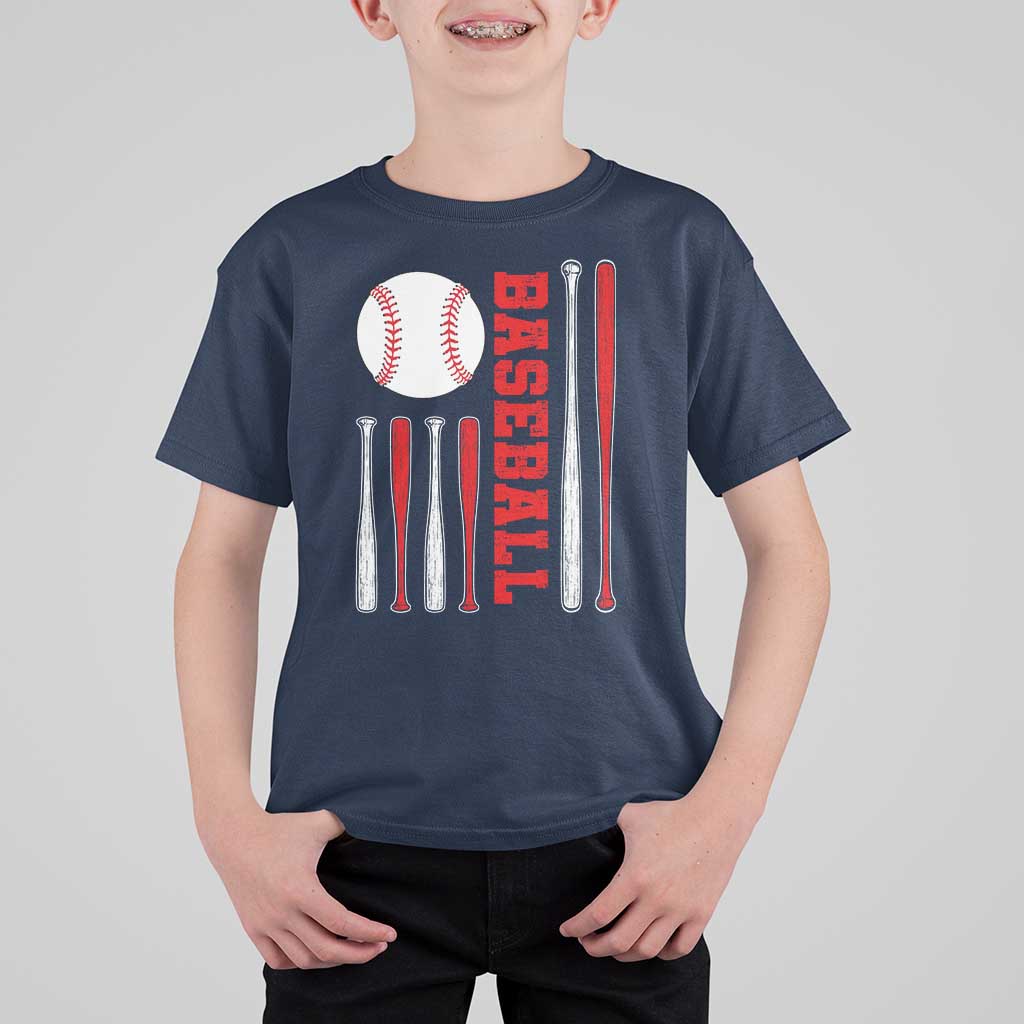Patriotic Baseball American Flag T Shirt For Kid Sports Lover Gift - Wonder Print Shop