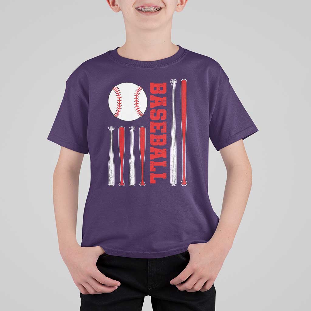 Patriotic Baseball American Flag T Shirt For Kid Sports Lover Gift - Wonder Print Shop