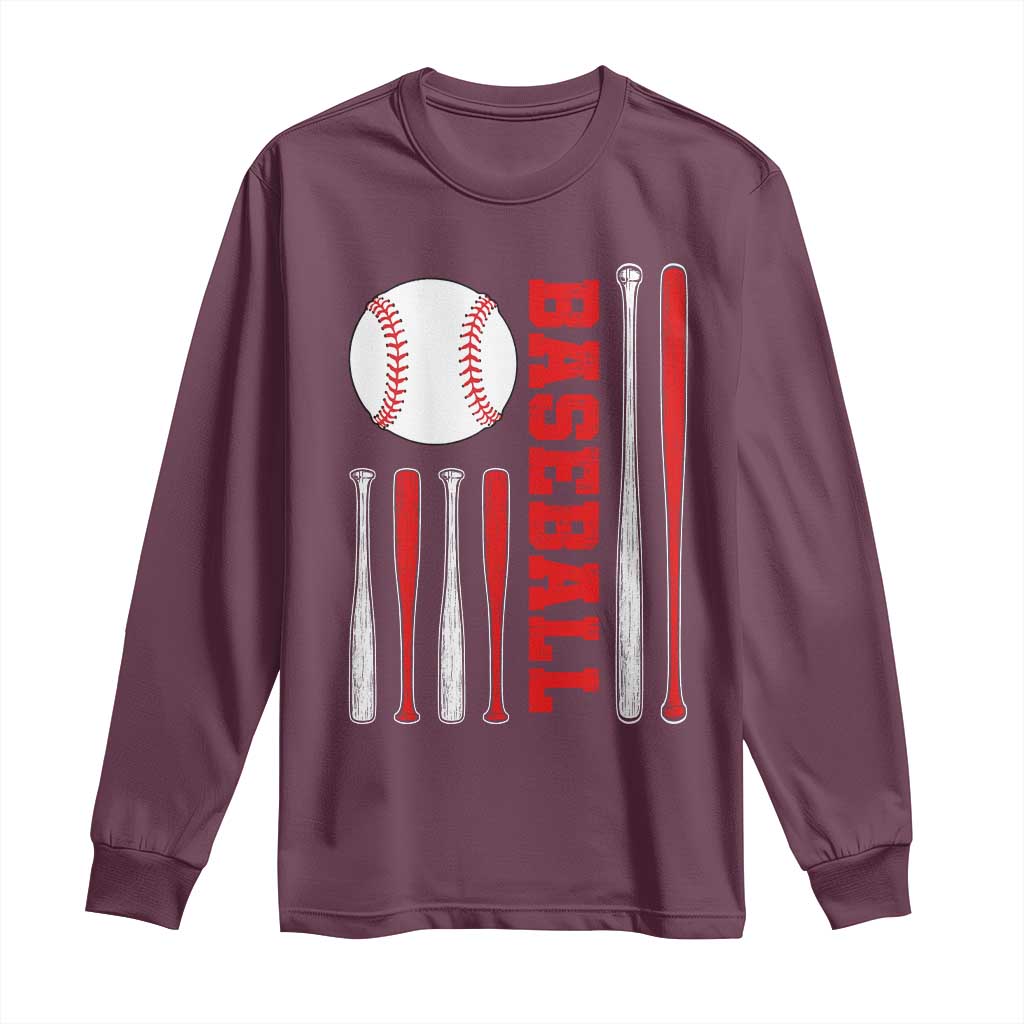 Patriotic Baseball American Flag Long Sleeve Shirt Sports Lover Gift - Wonder Print Shop