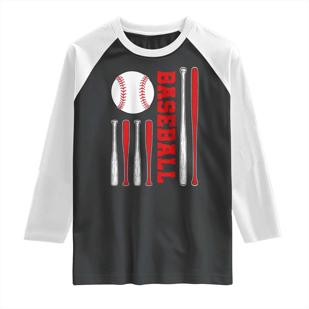 Patriotic Baseball American Flag Raglan Shirt Sports Lover Gift - Wonder Print Shop