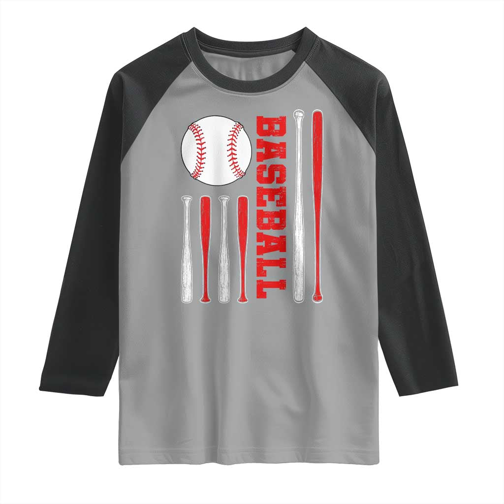Patriotic Baseball American Flag Raglan Shirt Sports Lover Gift - Wonder Print Shop