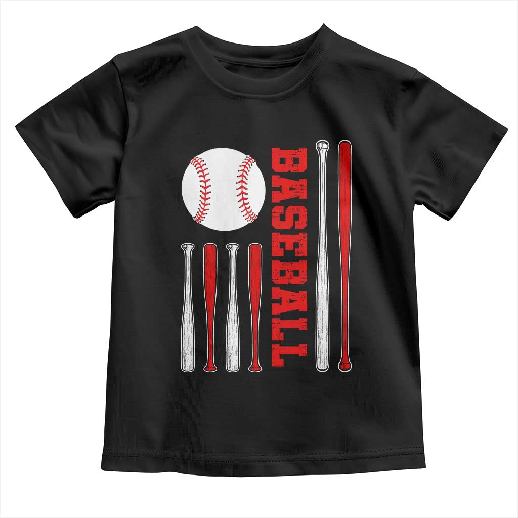 Patriotic Baseball American Flag Toddler T Shirt Sports Lover Gift - Wonder Print Shop