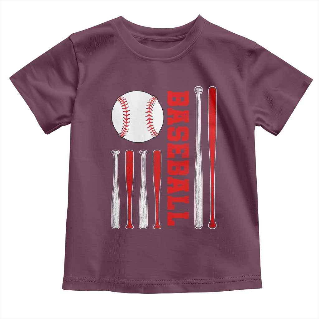 Patriotic Baseball American Flag Toddler T Shirt Sports Lover Gift - Wonder Print Shop