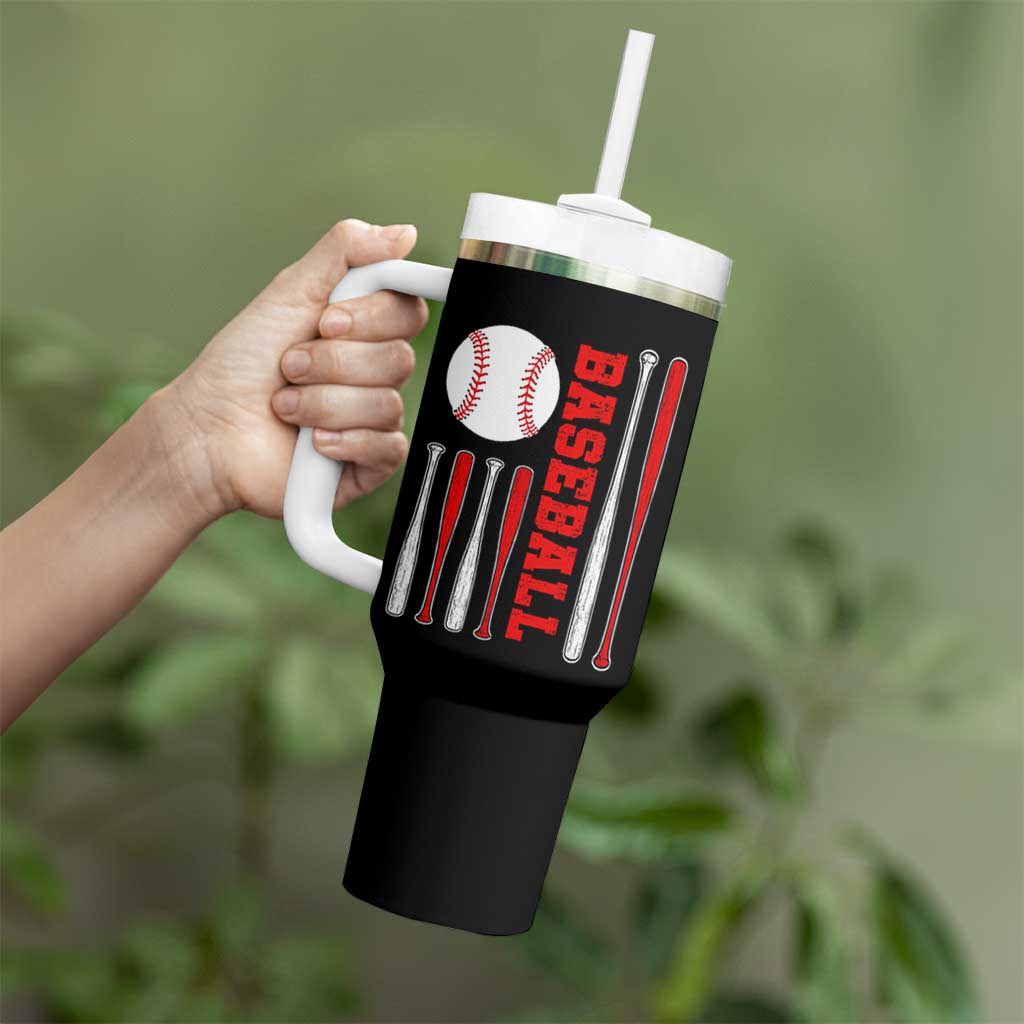 Patriotic Baseball American Flag Tumbler With Handle Sports Lover Gift