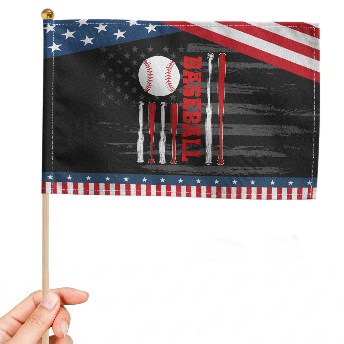 Patriotic Baseball American Flag Patriotic Handheld Flag Sports Lover Gift