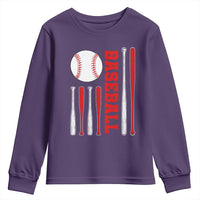 Patriotic Baseball American Flag Youth Sweatshirt Sports Lover Gift - Wonder Print Shop