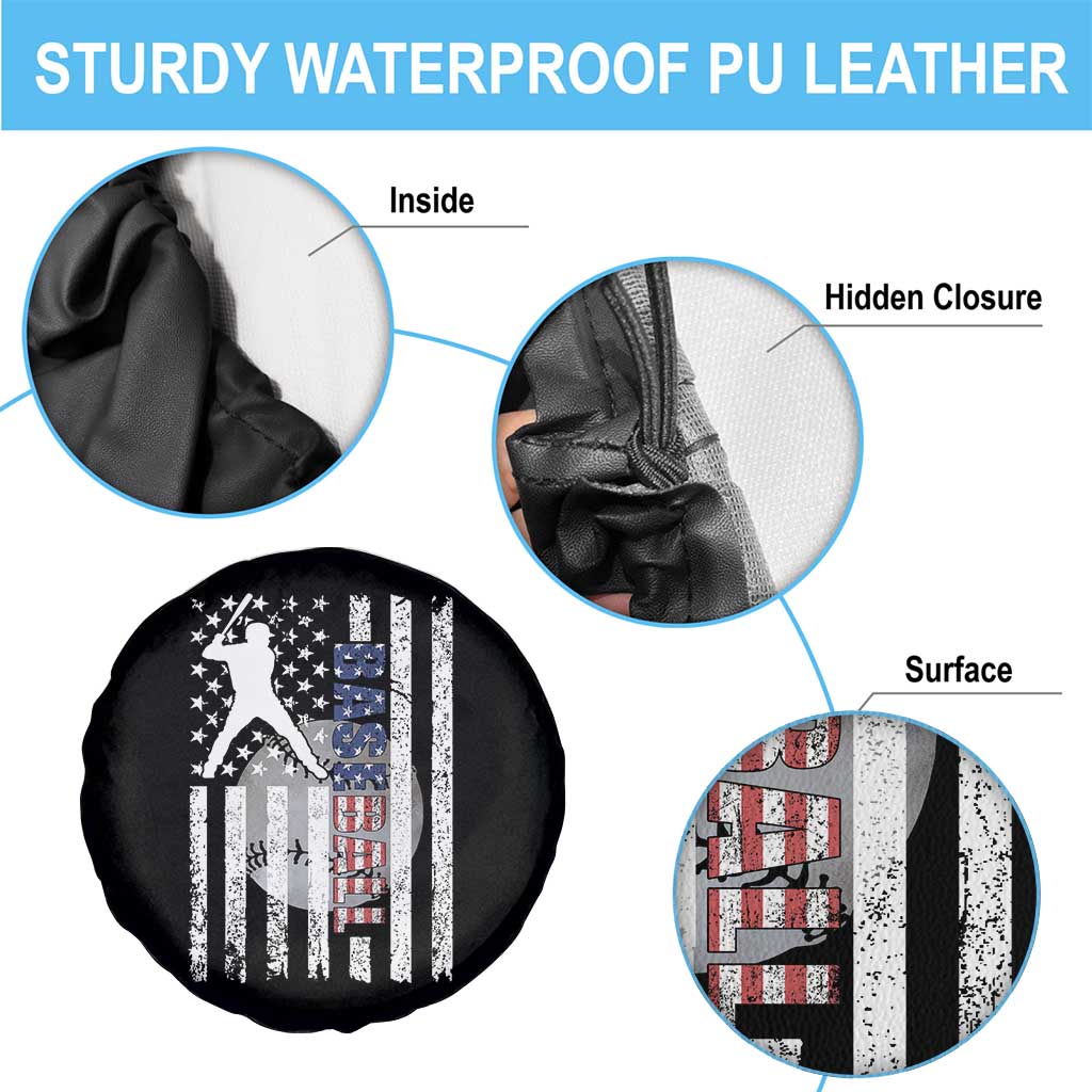 Patriotic Baseball Lover Spare Tire Cover USA American Flag Gift - Wonder Print Shop