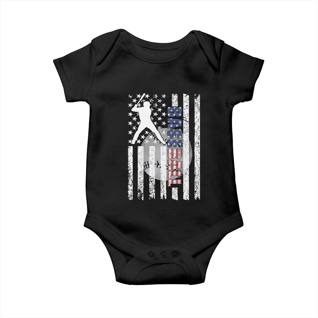 Patriotic Baseball Lover Baby Onesie USA American Flag Gift - Wonder Print Shop