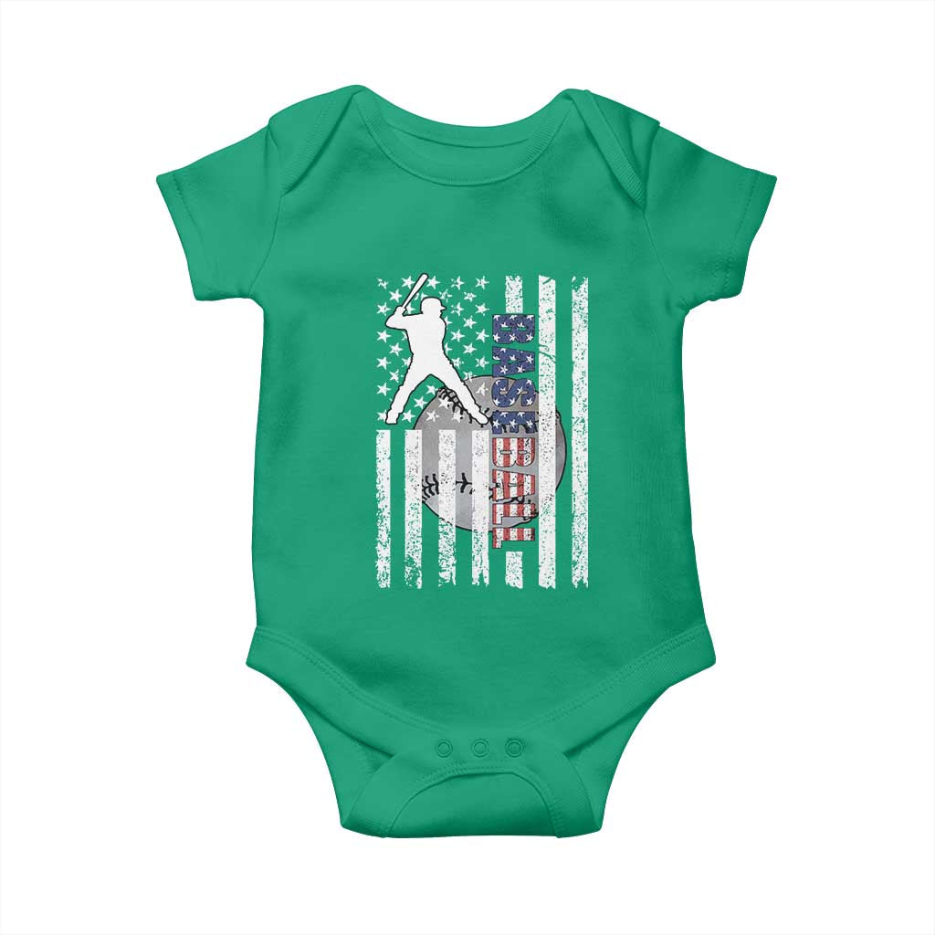 Patriotic Baseball Lover Baby Onesie USA American Flag Gift - Wonder Print Shop