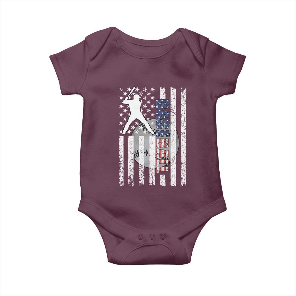 Patriotic Baseball Lover Baby Onesie USA American Flag Gift - Wonder Print Shop