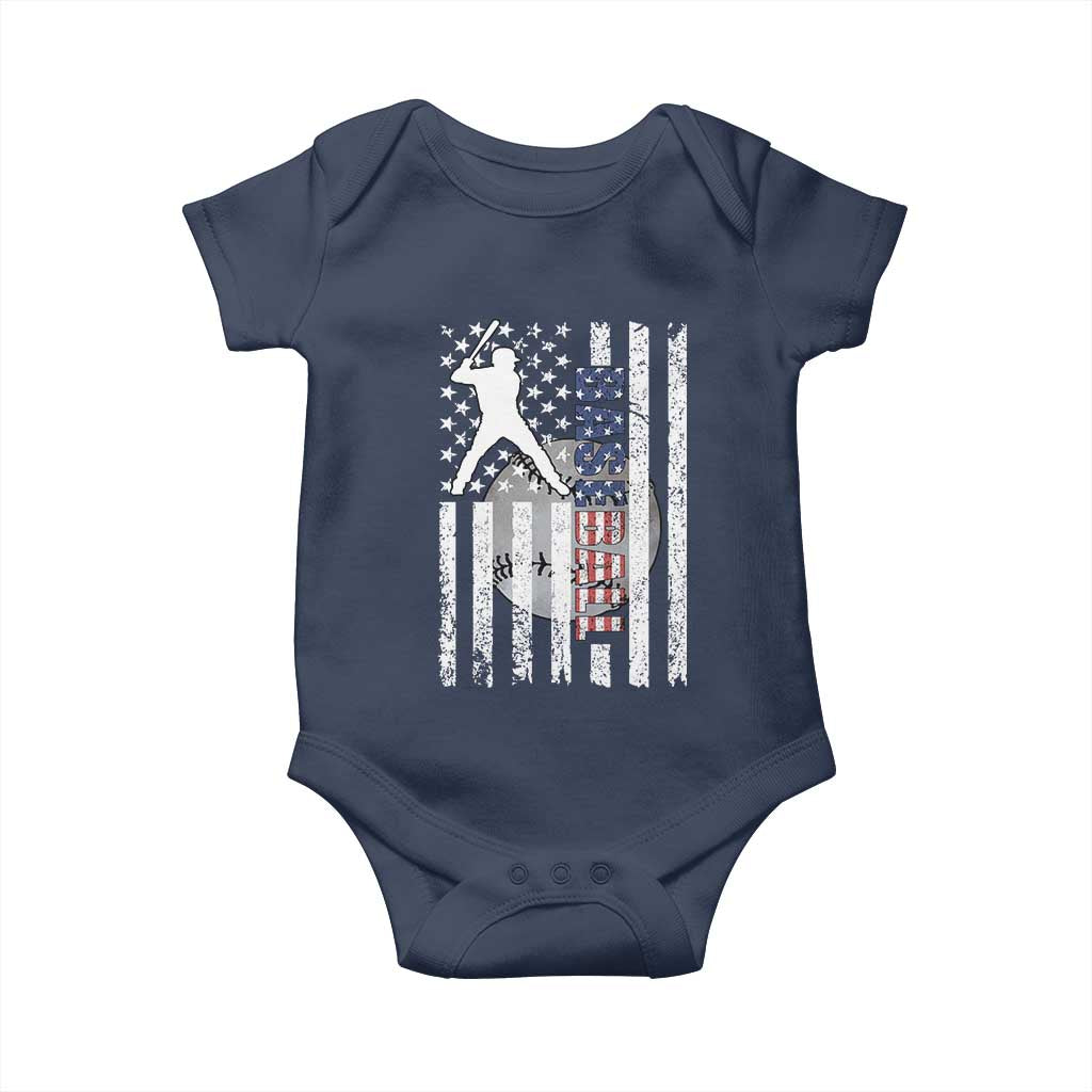 Patriotic Baseball Lover Baby Onesie USA American Flag Gift - Wonder Print Shop