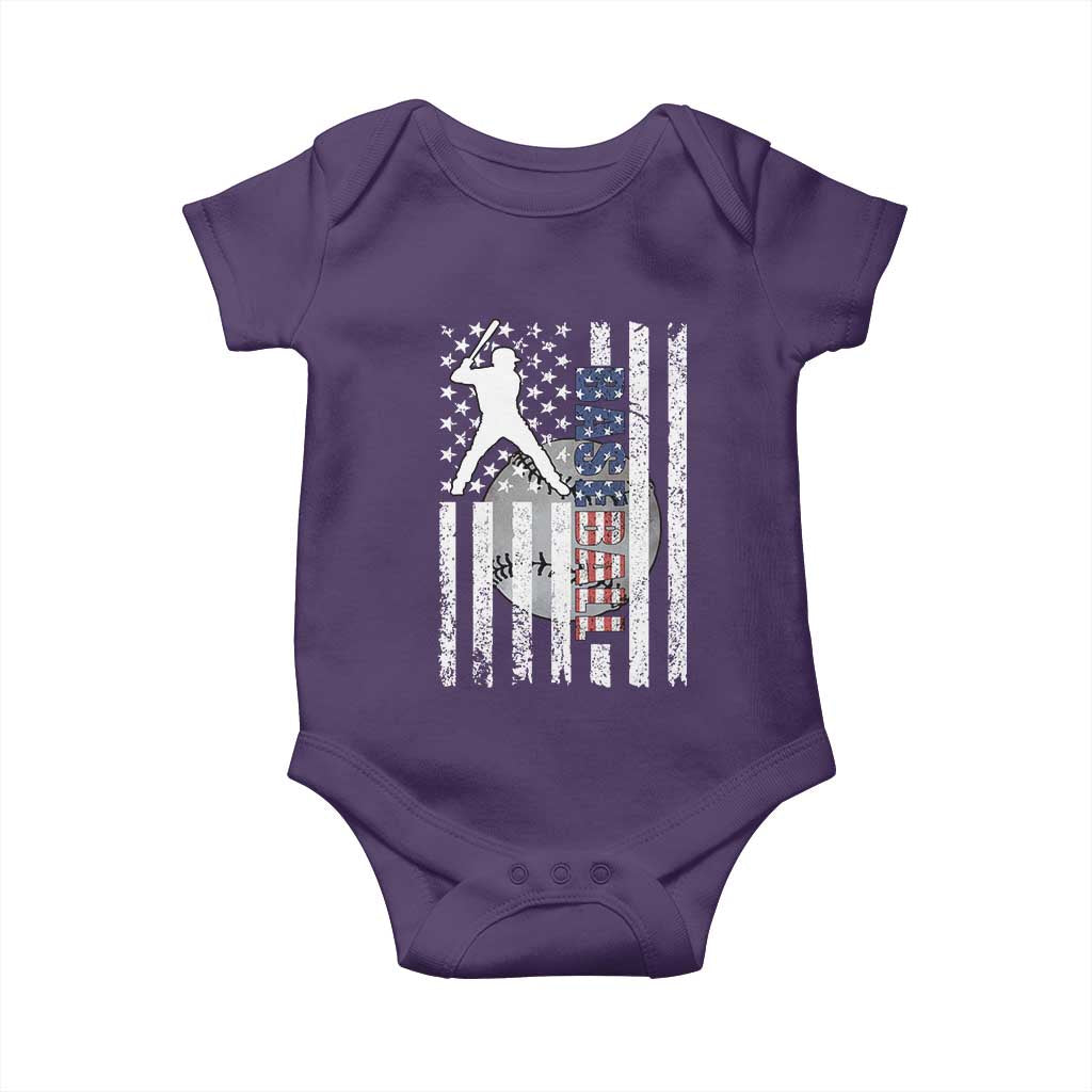 Patriotic Baseball Lover Baby Onesie USA American Flag Gift - Wonder Print Shop