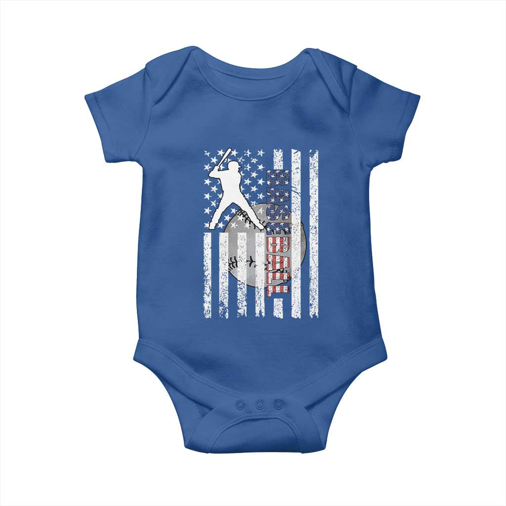 Patriotic Baseball Lover Baby Onesie USA American Flag Gift - Wonder Print Shop