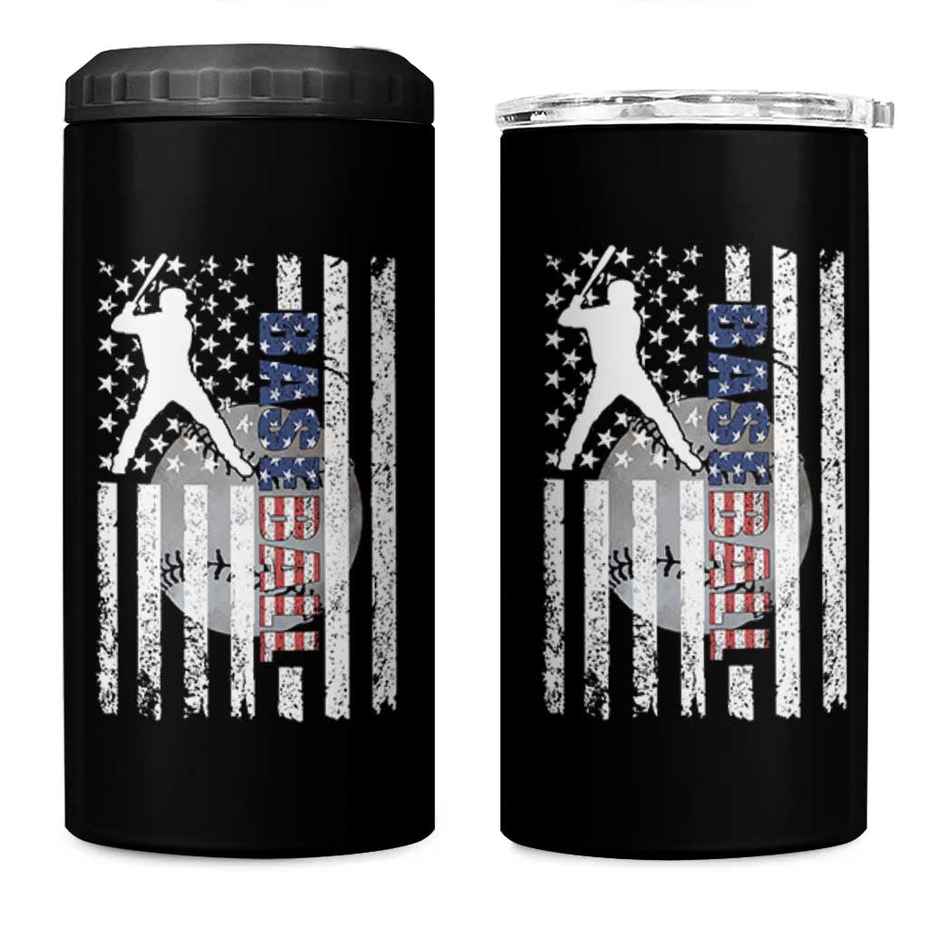 Patriotic Baseball Lover 4 in 1 Can Cooler Tumbler USA American Flag Gift