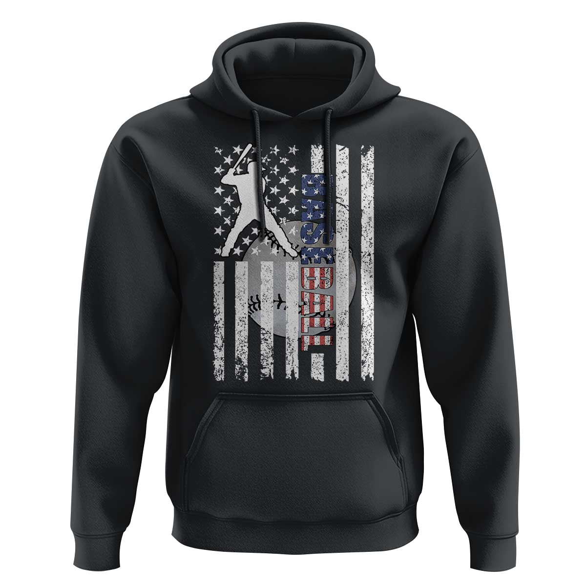 Patriotic Baseball Lover Hoodie USA American Flag Gift - Wonder Print Shop