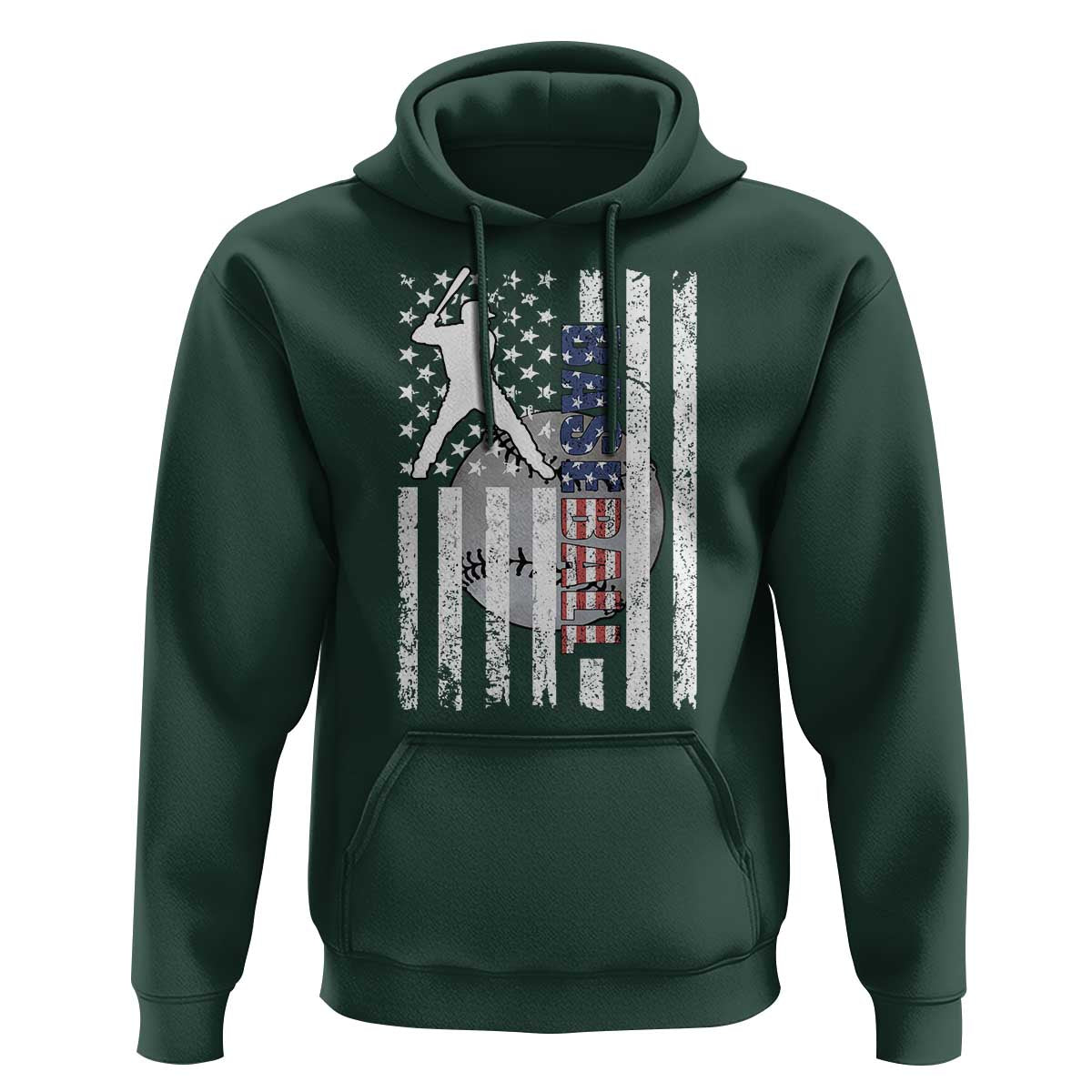 Patriotic Baseball Lover Hoodie USA American Flag Gift - Wonder Print Shop