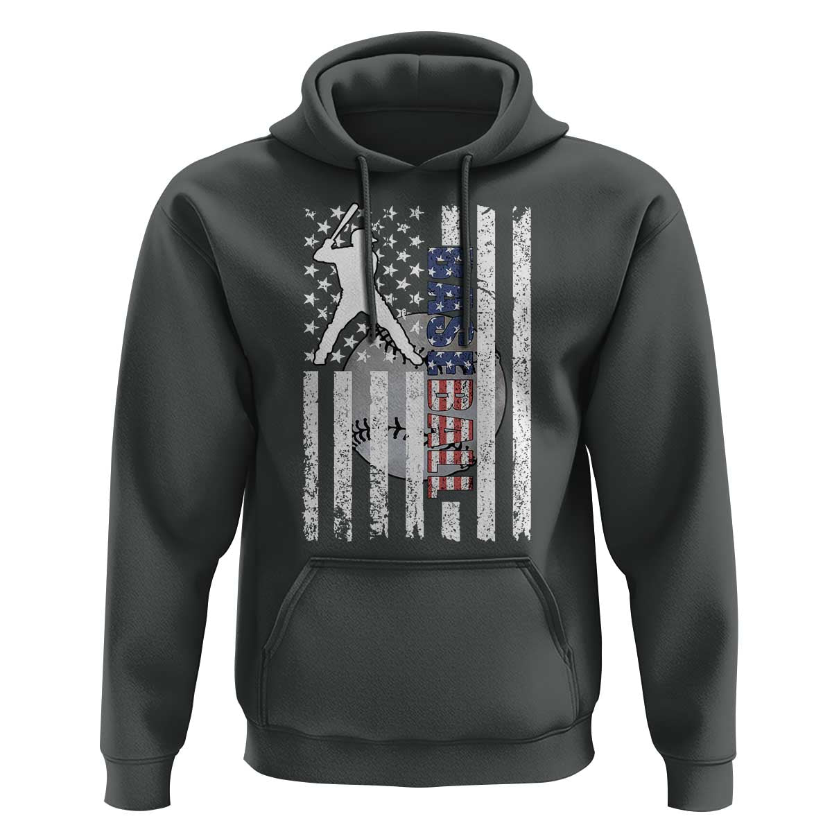 Patriotic Baseball Lover Hoodie USA American Flag Gift - Wonder Print Shop