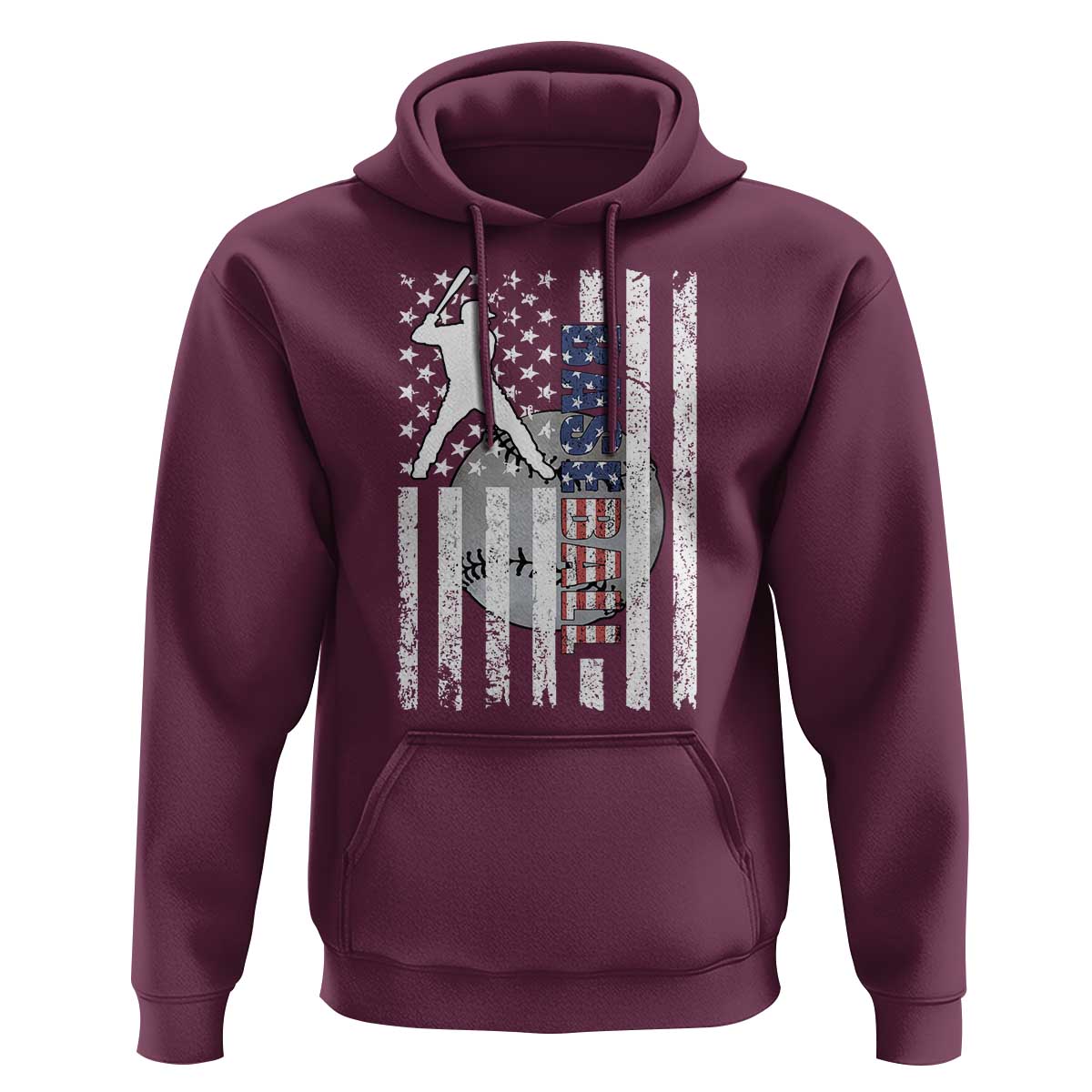 Patriotic Baseball Lover Hoodie USA American Flag Gift - Wonder Print Shop