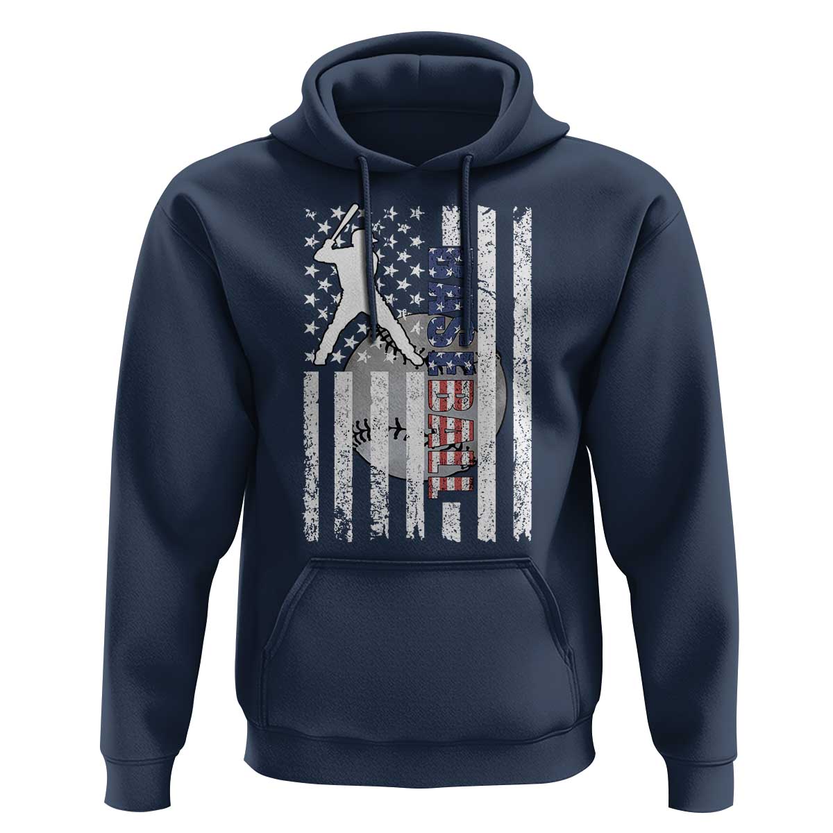 Patriotic Baseball Lover Hoodie USA American Flag Gift - Wonder Print Shop