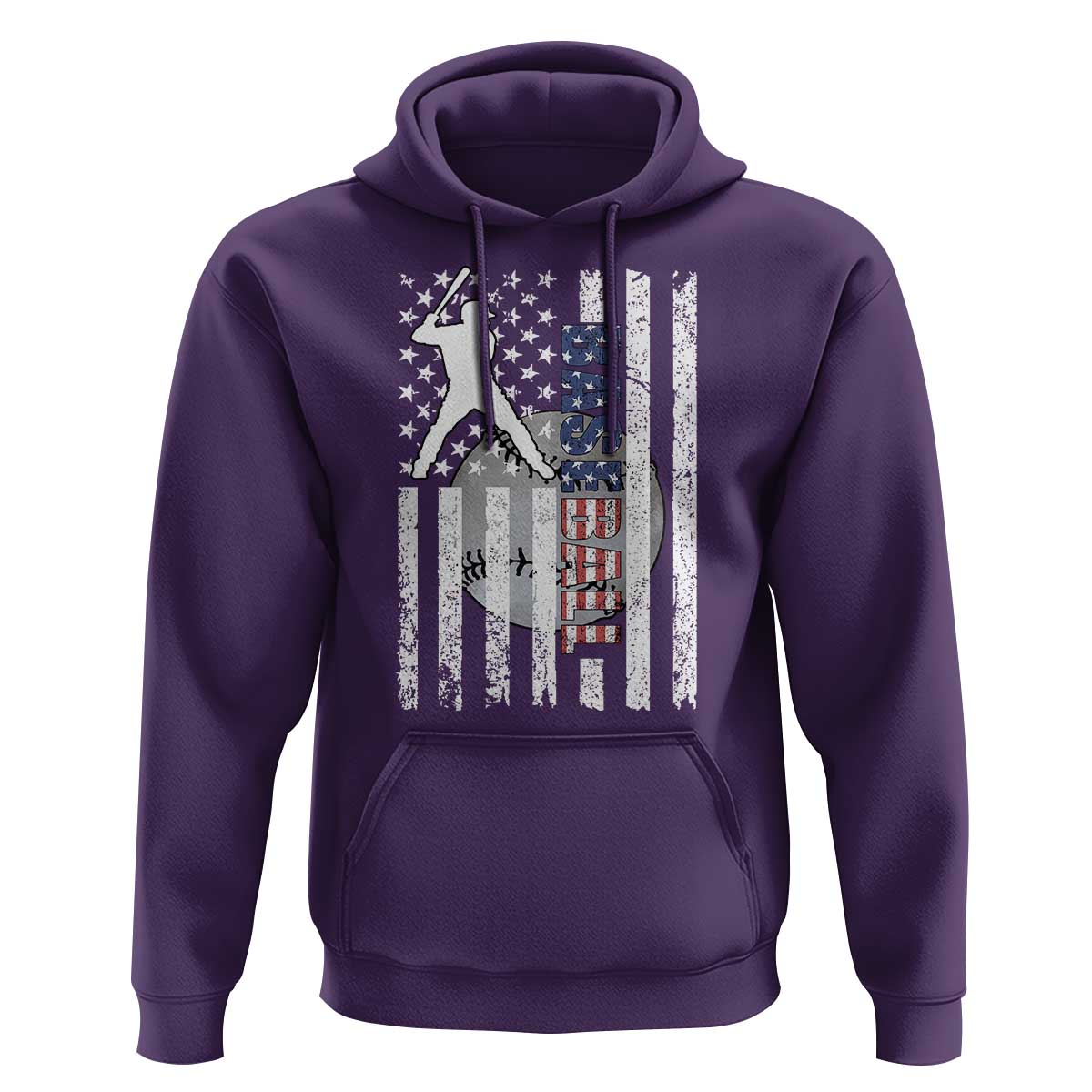Patriotic Baseball Lover Hoodie USA American Flag Gift - Wonder Print Shop