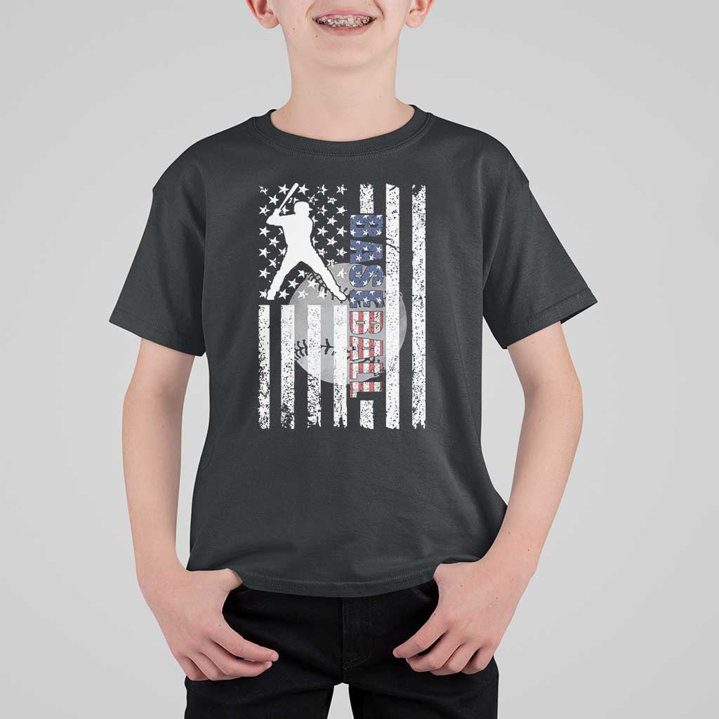 Patriotic Baseball Lover T Shirt For Kid USA American Flag Gift - Wonder Print Shop